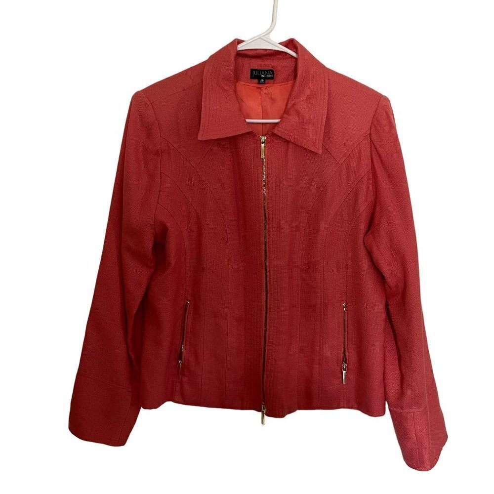 Juliana Collezione coral vintage blazer collar pockets business casual dress top
